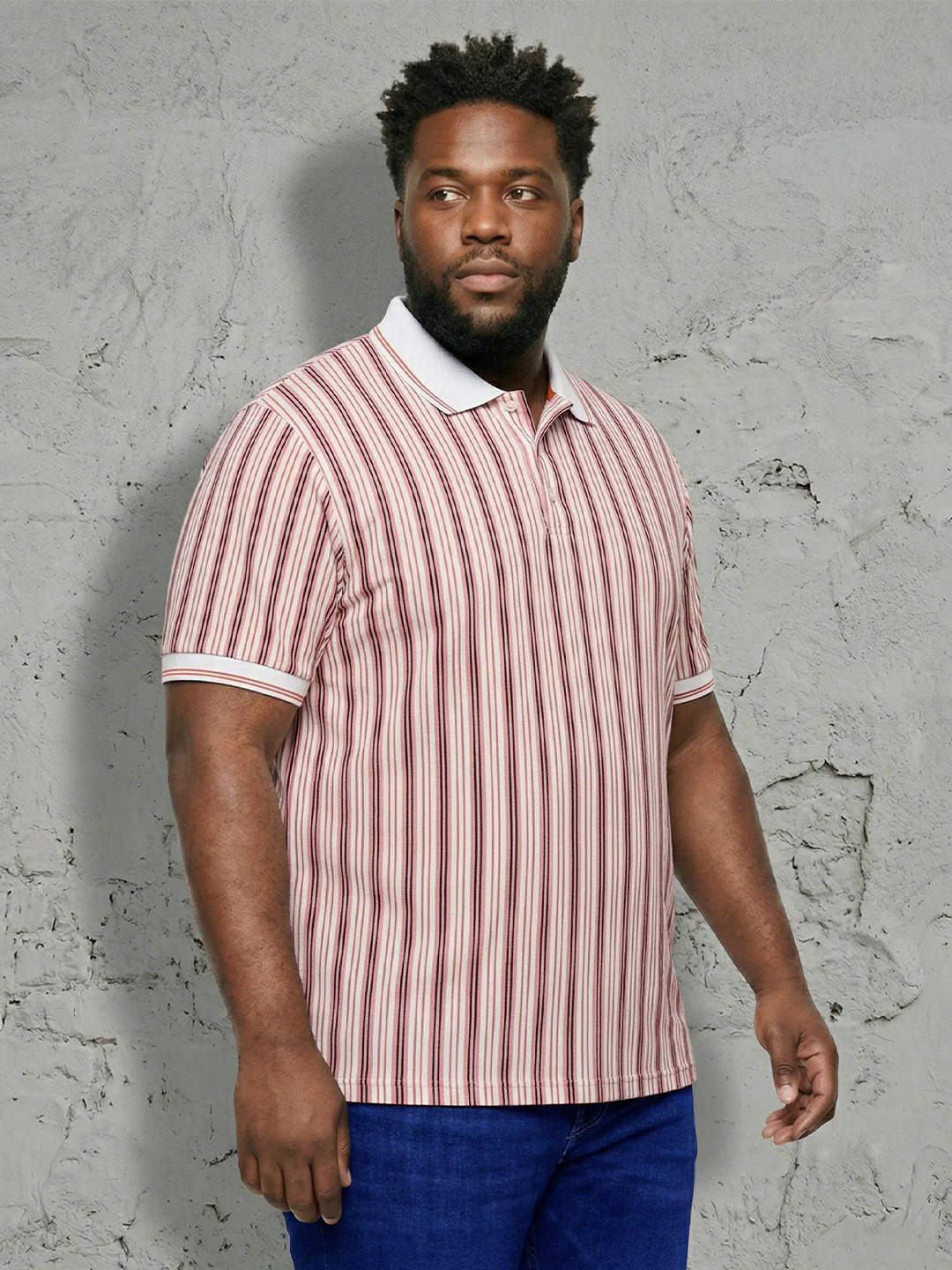 Men Plus Size Majesticline Multi Striped Polo - Image 2