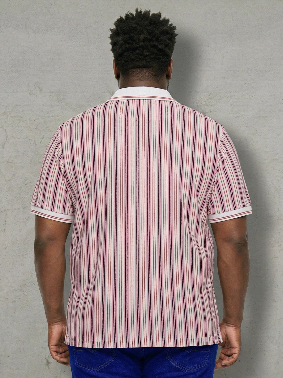 Men Plus Size Majesticline Multi Striped Polo - Image 3