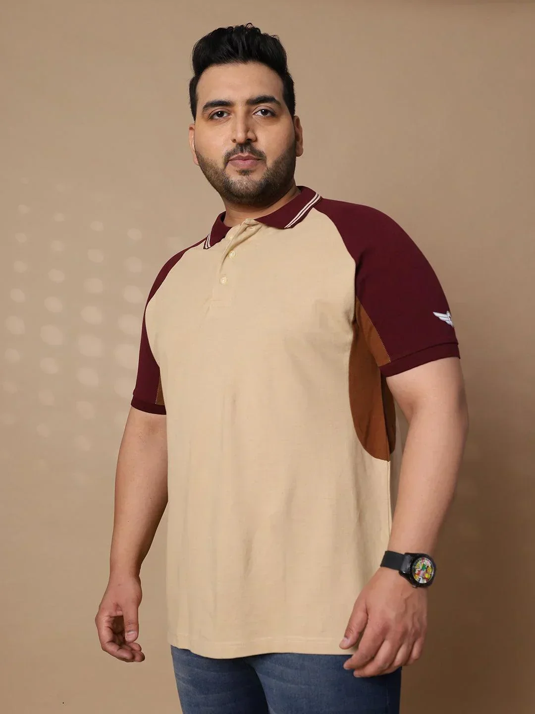 Men Plus Size Malfoy Colorblock Polo Tshirt - Image 3