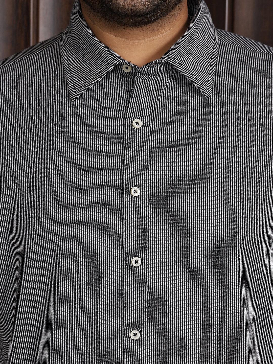 Men Plus Size Manila-Grey Striped Shirt - Image 6