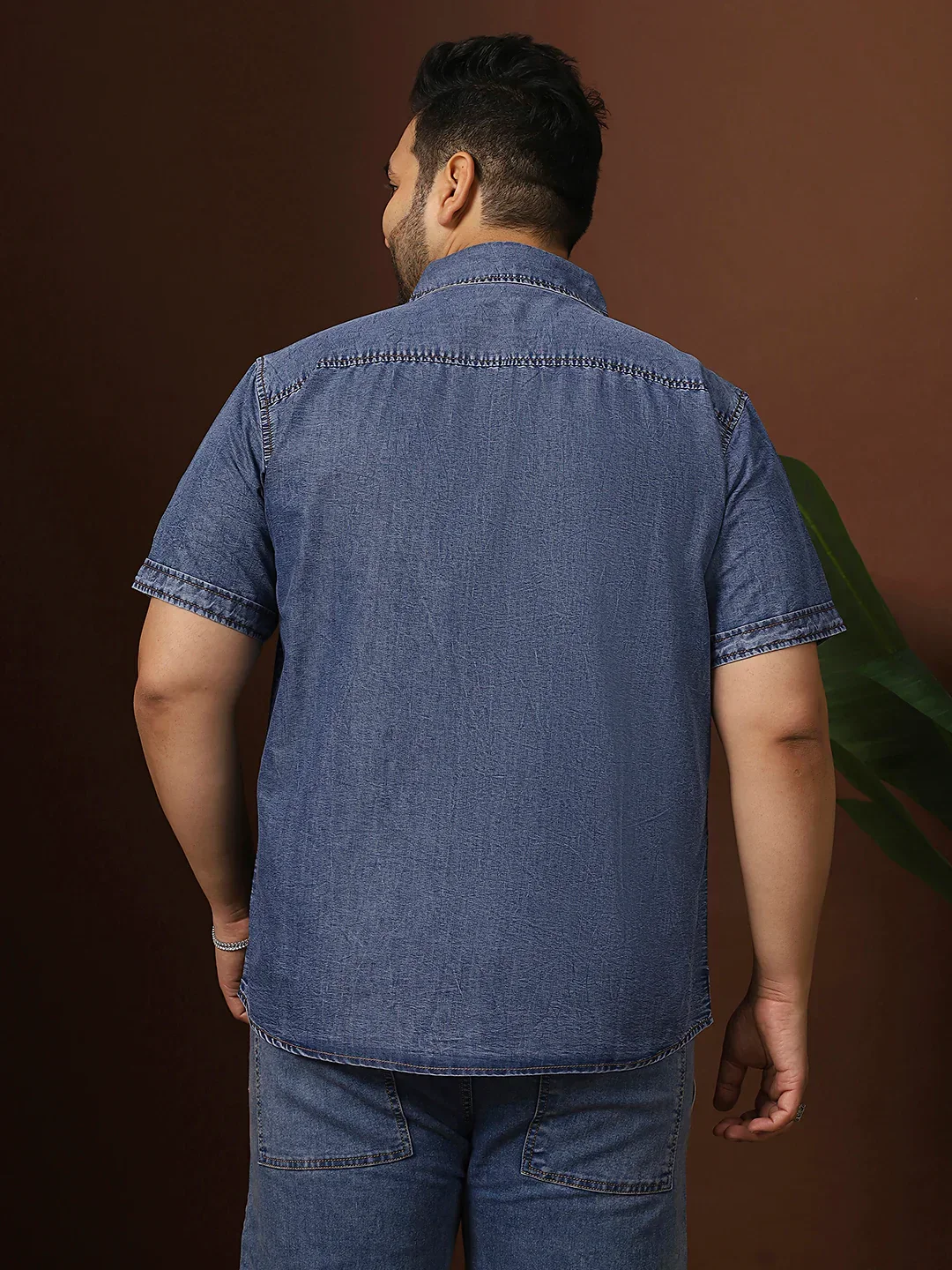 Men Plus Size Maricova Blue Solid Casual Shirt - Image 8