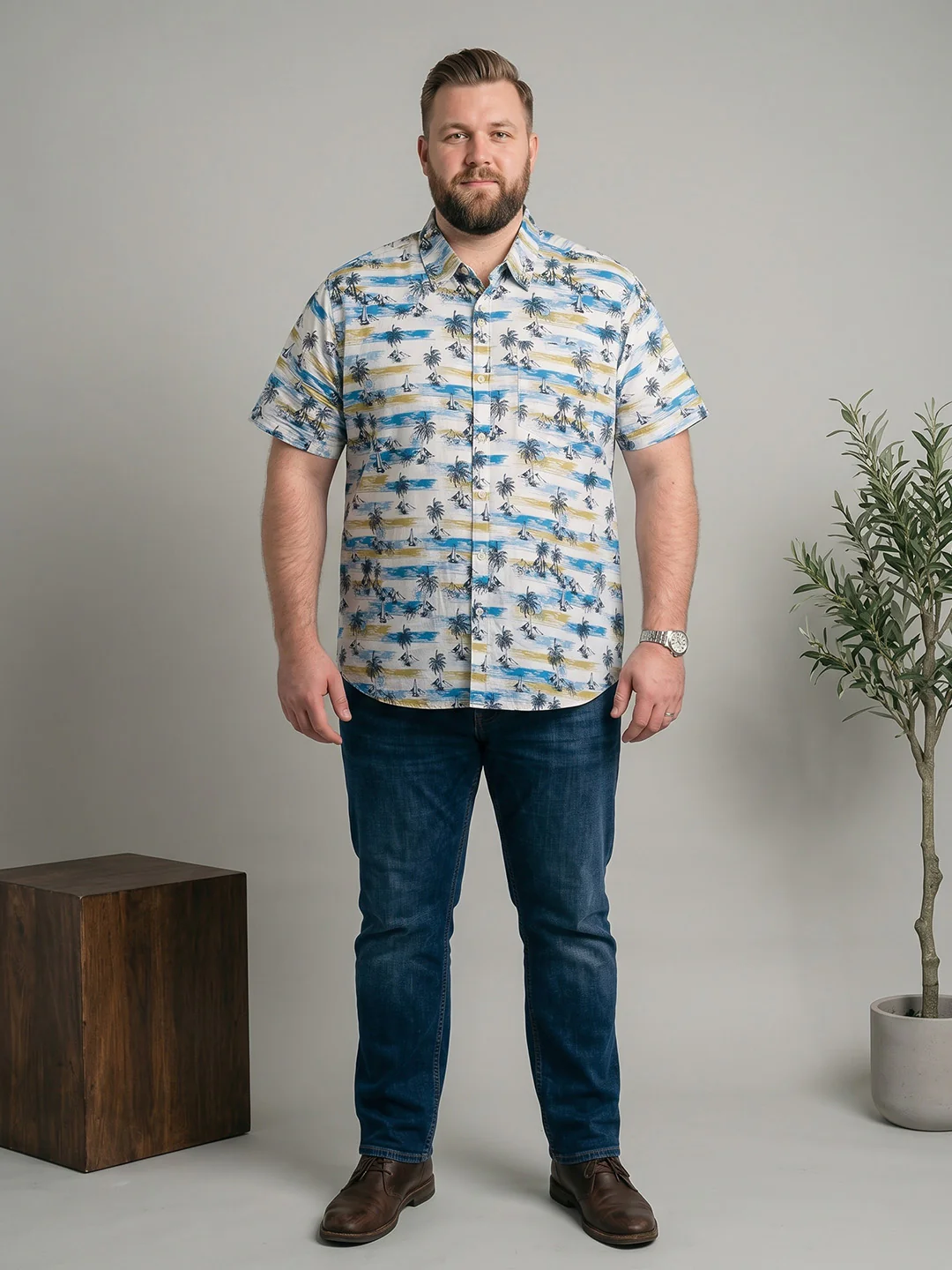 Men Plus Size Marisca Multi Textured Shirts - Image 4