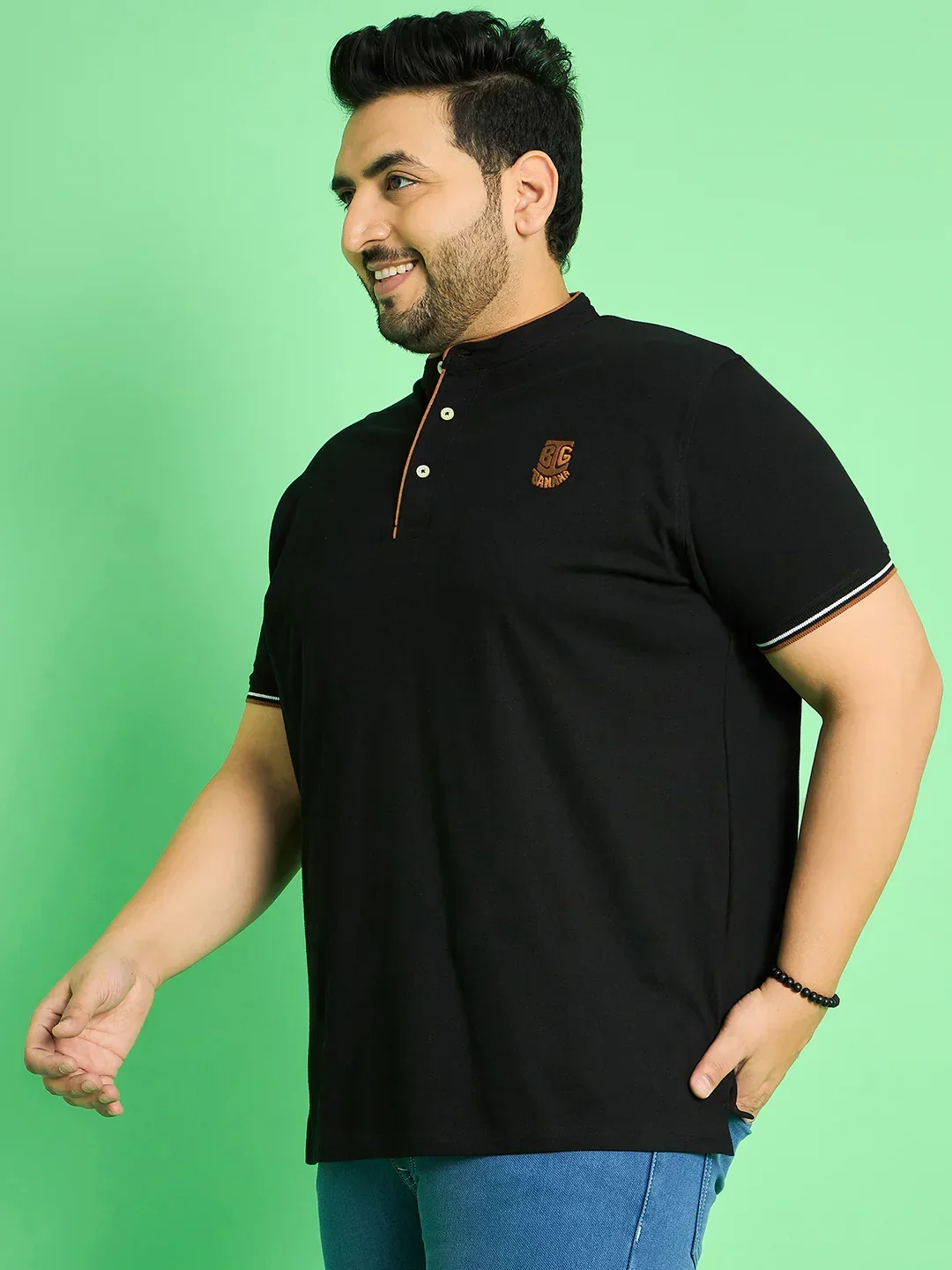 Men Plus Size Mave Solid Henley Tshirt - Image 5