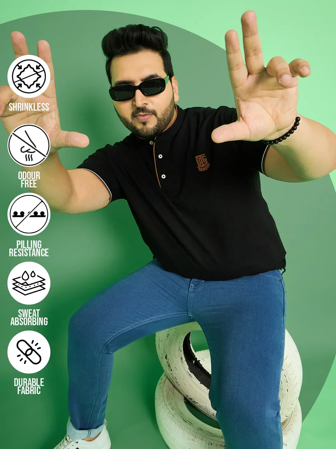 Men Plus Size Mave Solid Henley Tshirt - Image 9