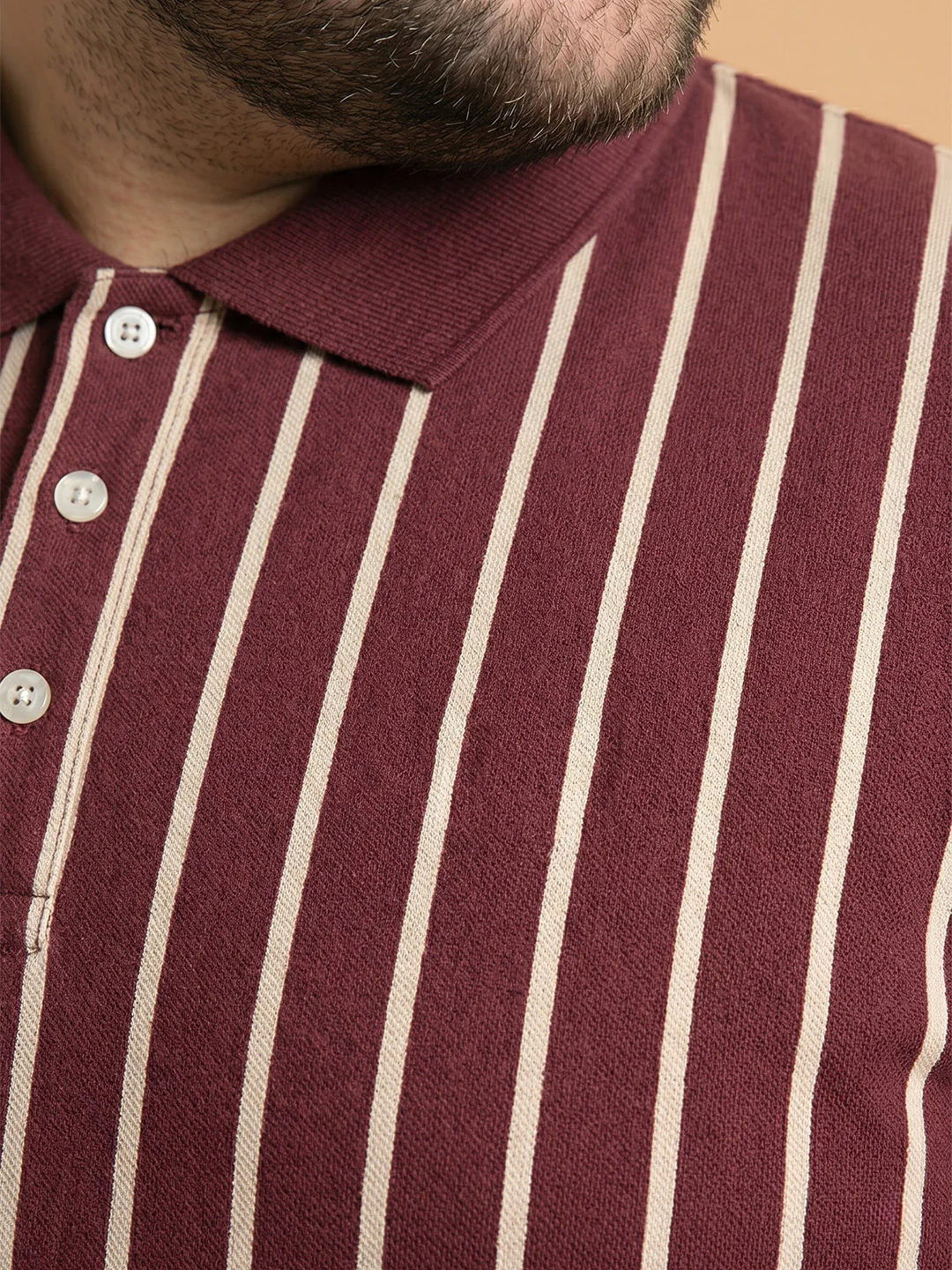Men Plus Size Merlot Multi Striped Polo - Image 4