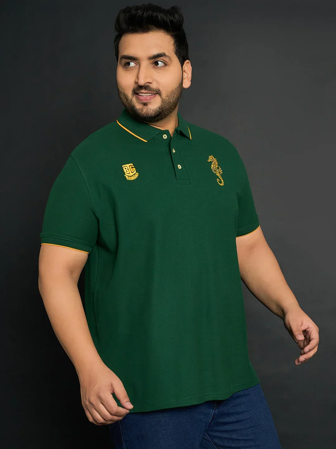 Men Plus Size Merredin-Green Solid Polo Tshirt - Image 4
