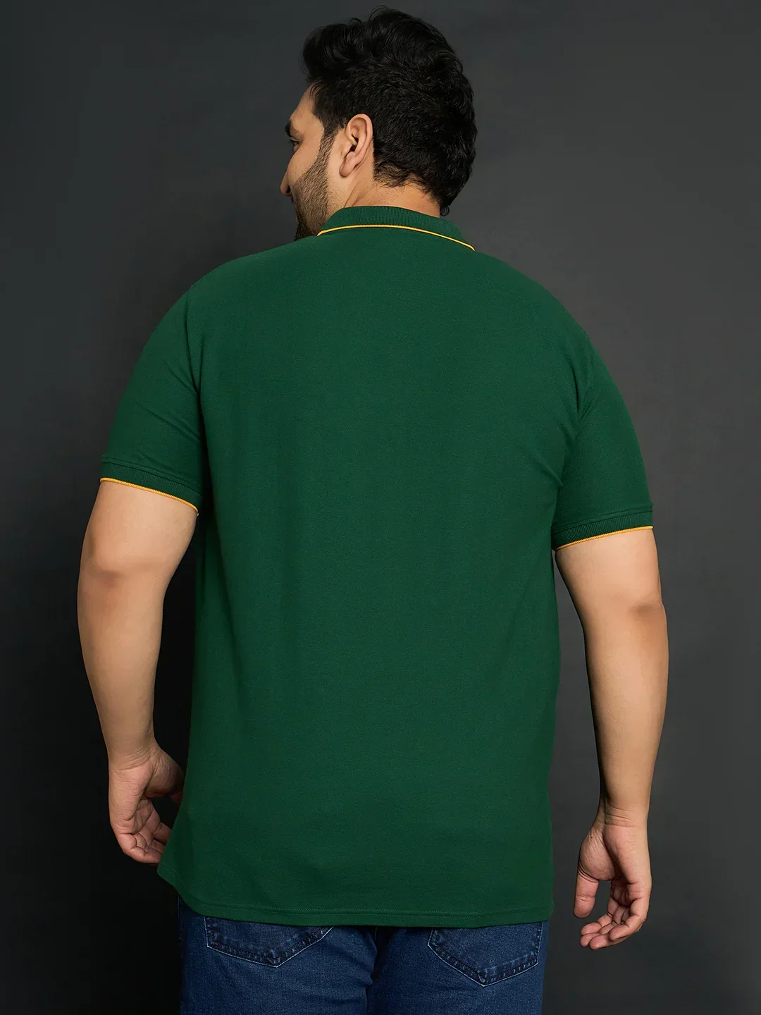 Men Plus Size Merredin-Green Solid Polo Tshirt - Image 5