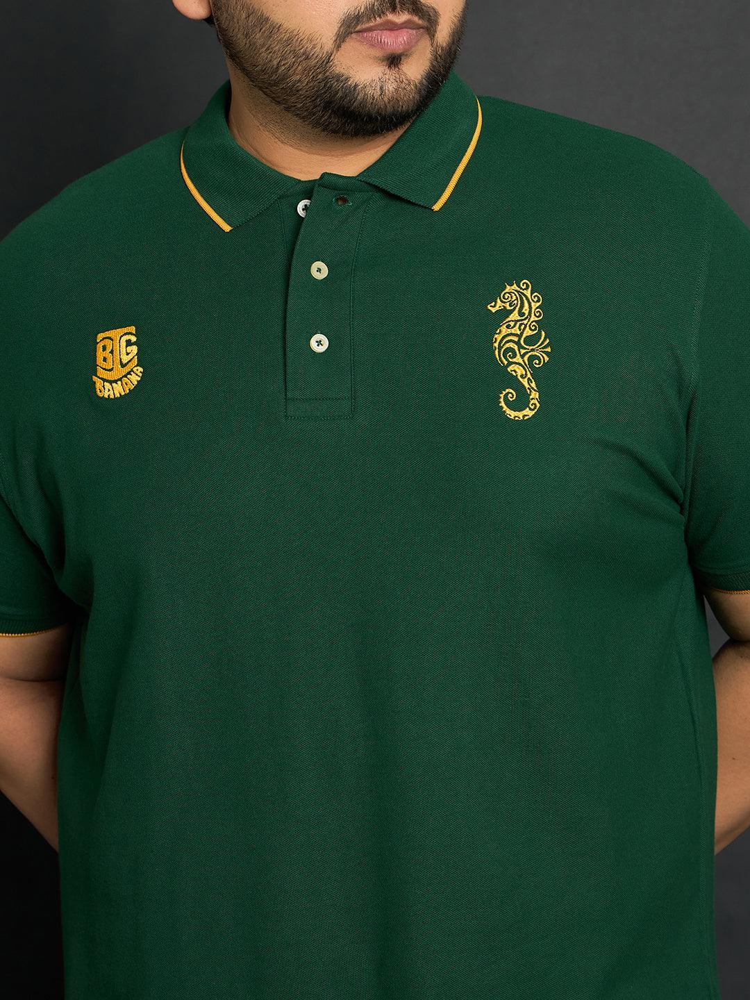 Men Plus Size Merredin-Green Solid Polo Tshirt - Image 6
