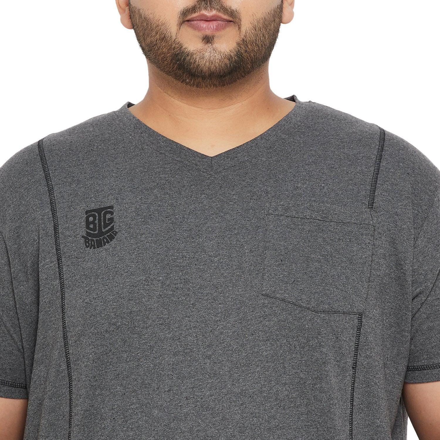 Men Plus Size Mettle Solid V-Neck Tshirt - Image 6
