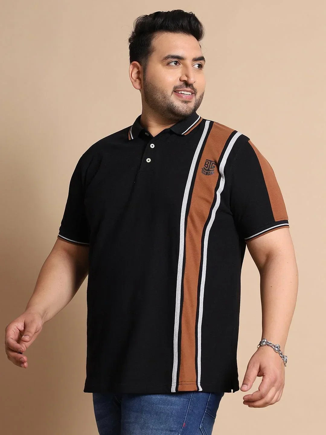 Men Plus Size Mexico Colorblock Polo Tshirt - Image 3