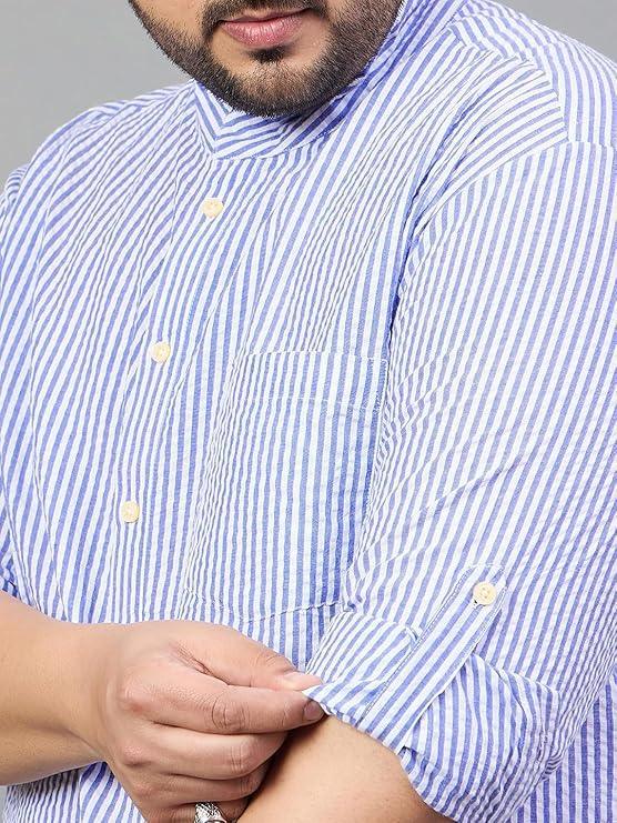 Men Plus Size Micah Striped Short Kurta - Image 4