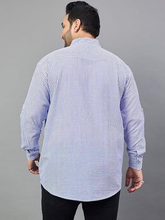 Men Plus Size Micah Striped Short Kurta - Image 5