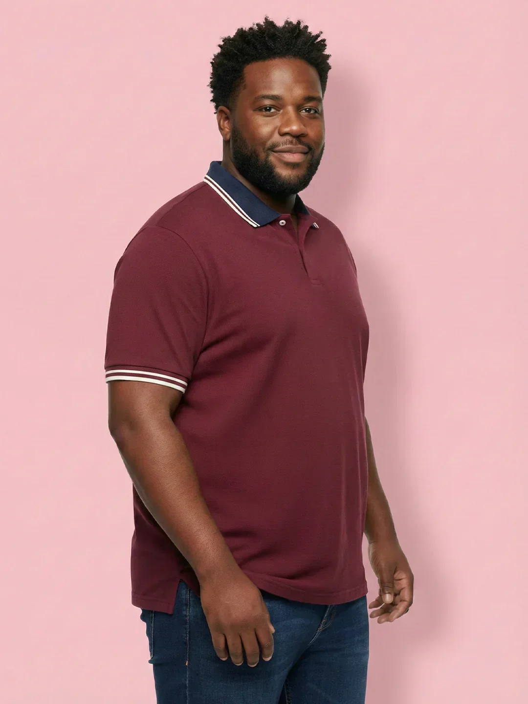 Men Plus Size Midgard-Maroon Solid Polo Tshirt - Image 4