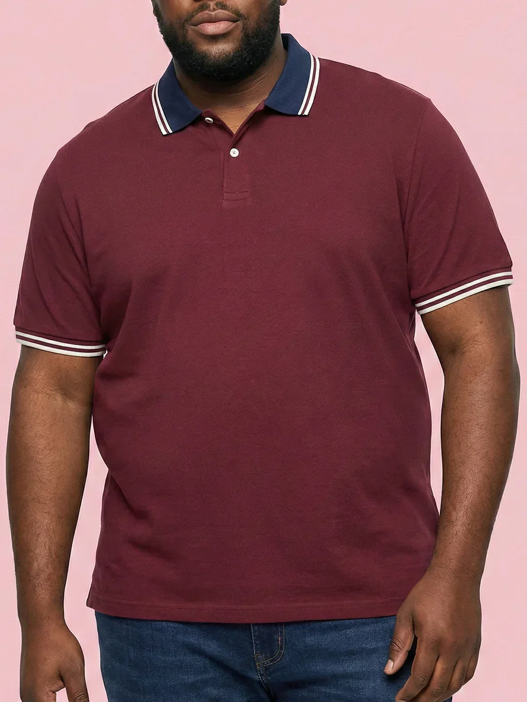 Men Plus Size Midgard-Maroon Solid Polo Tshirt - Image 7