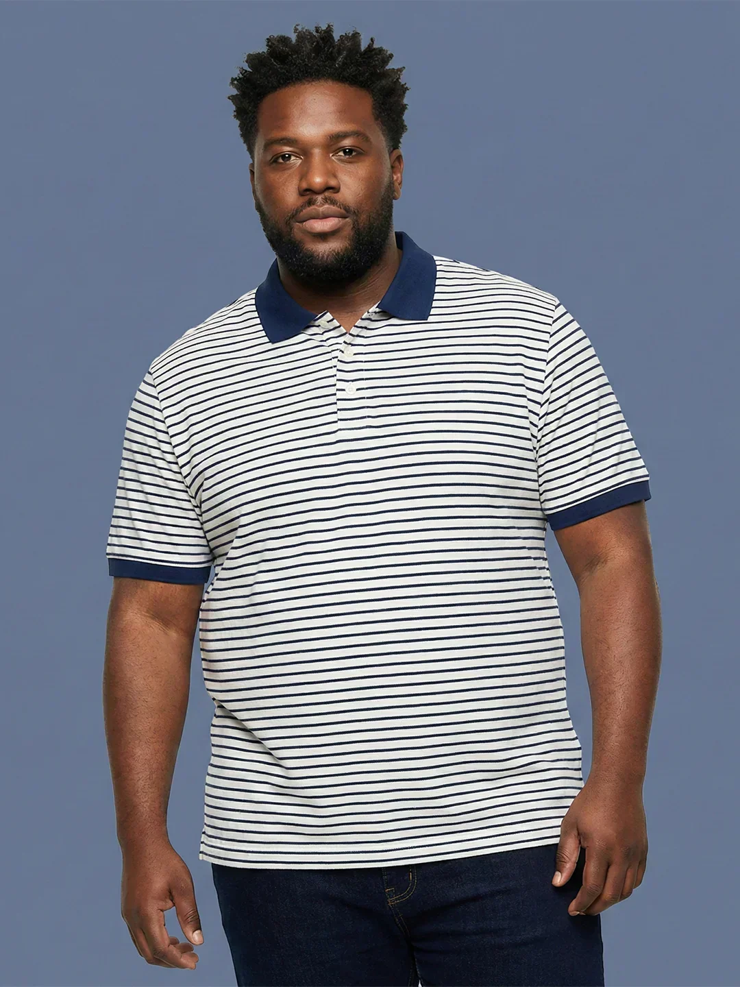Men Plus Size Minitias Striped Polo Tshirt - Image 7