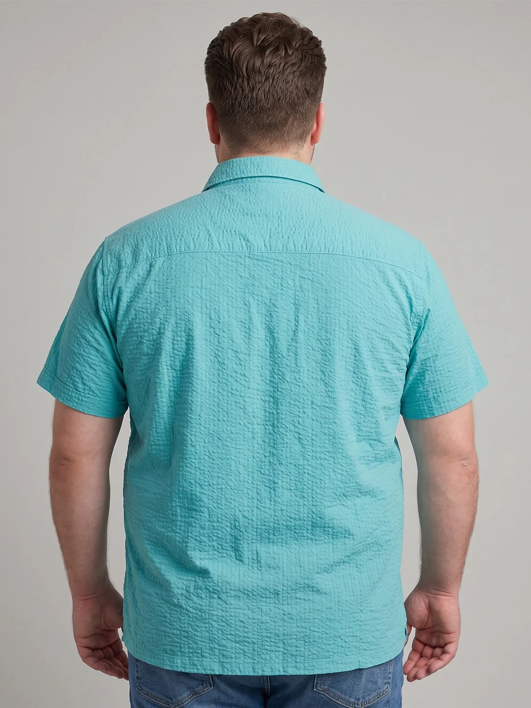 Men Plus Size Mintor Green Solid Shirts - Image 3