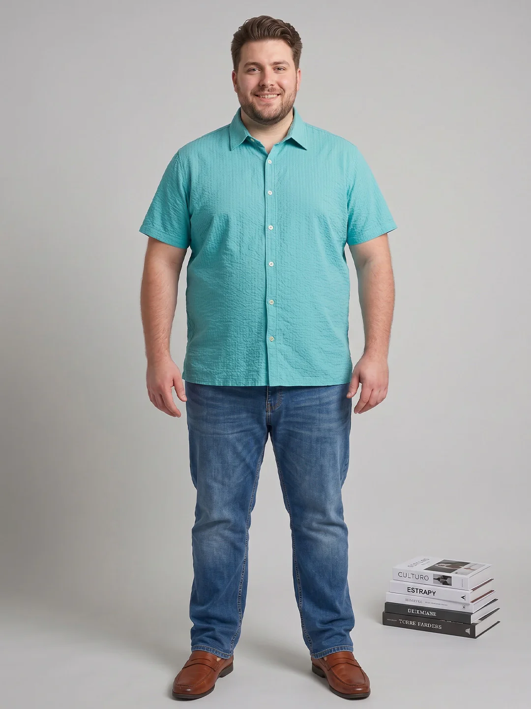 Men Plus Size Mintor Green Solid Shirts - Image 5