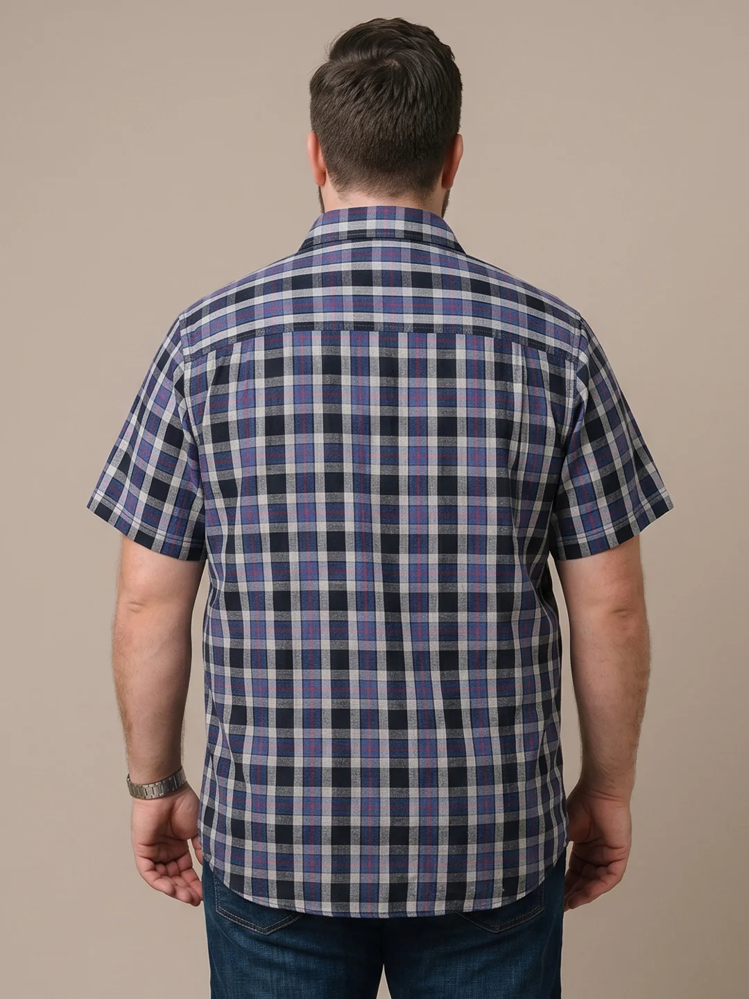 Men Plus Size Mirelix Multi Check Shirts - Image 3