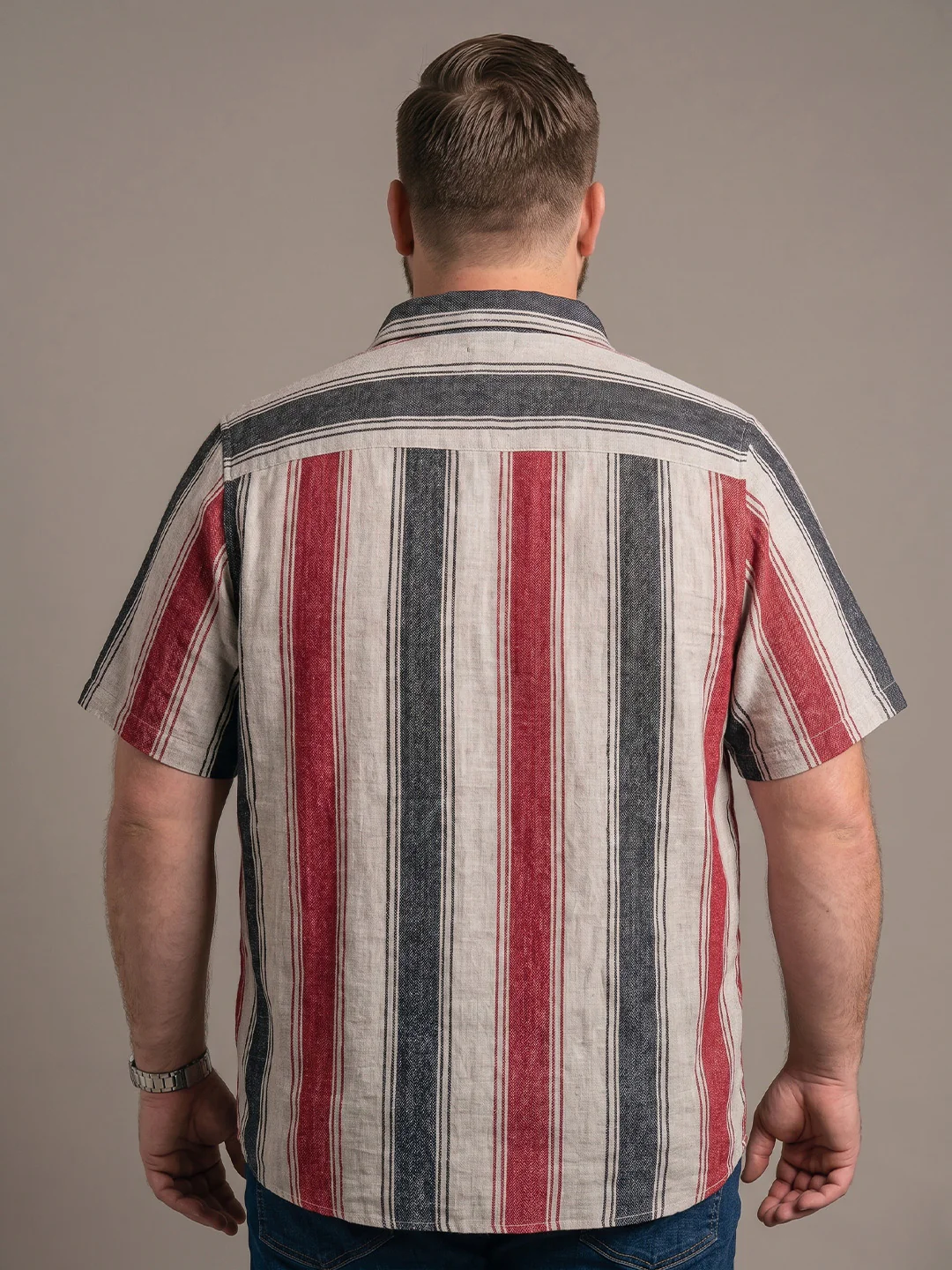 Men Plus Size Mirevon Multi Textured Shirts - Image 3