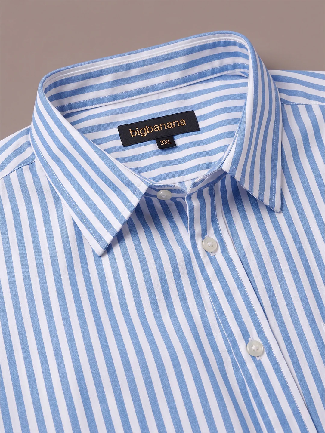 Men Plus Size Mirexo Sky Blue Striped Shirts - Image 4