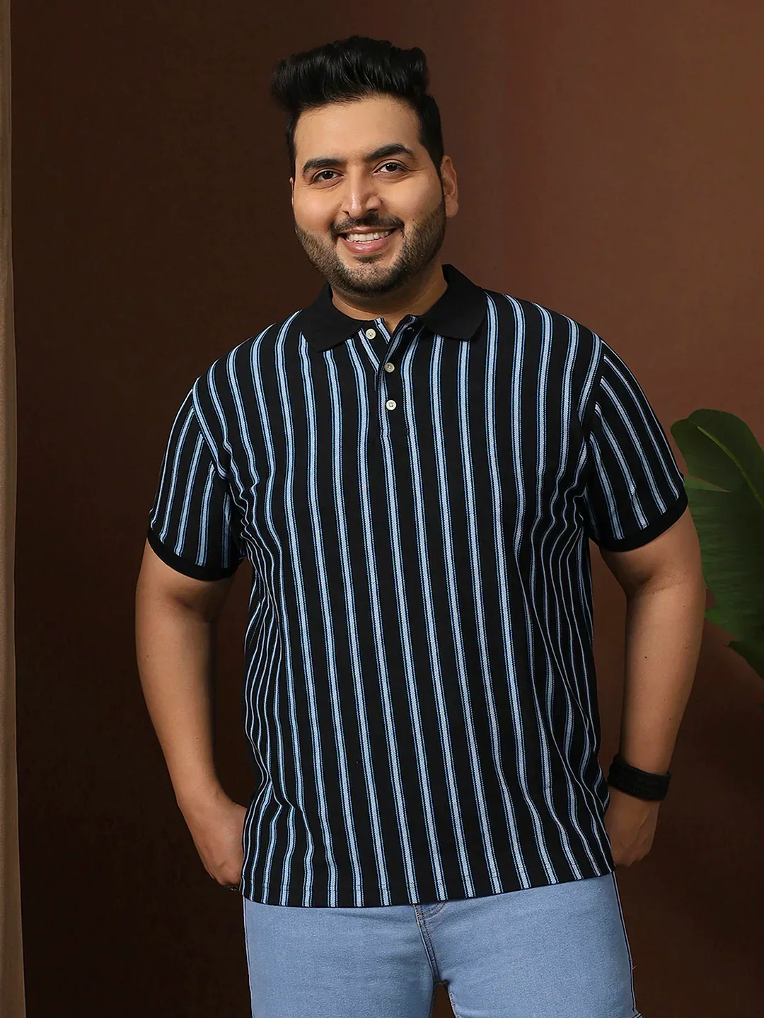Men Plus Size Mirvu Striped Multi Polo Tshirt - Image 2