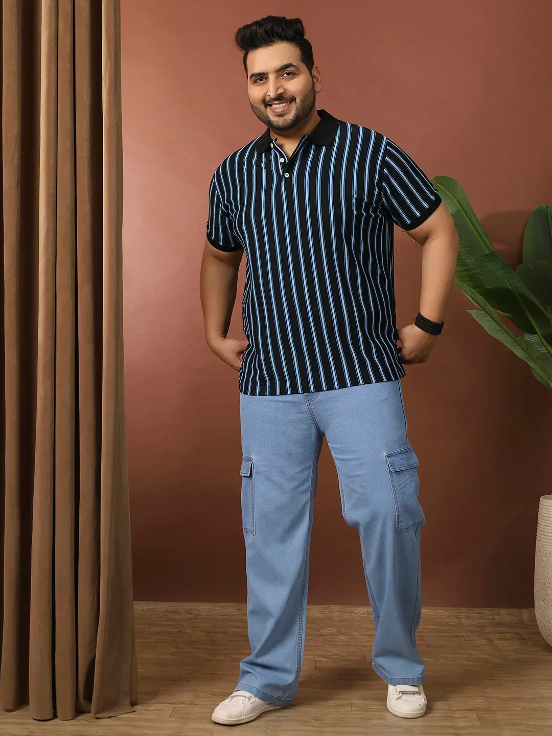 Men Plus Size Mirvu Striped Multi Polo Tshirt - Image 3