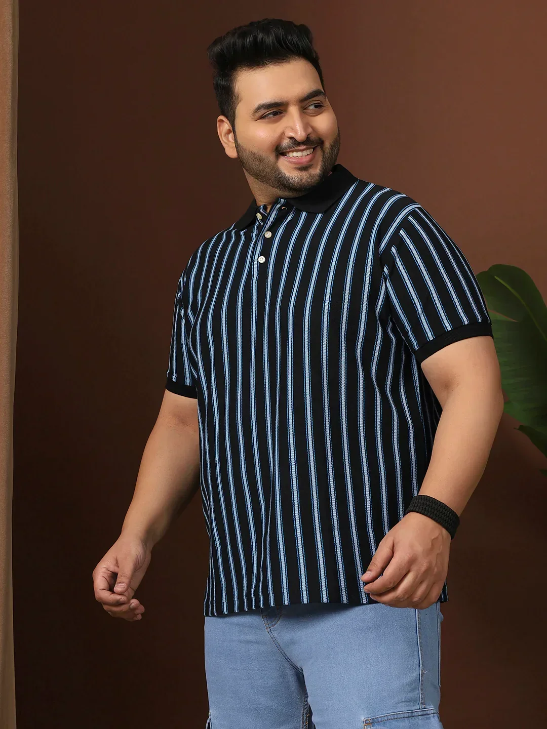 Men Plus Size Mirvu Striped Multi Polo Tshirt - Image 5