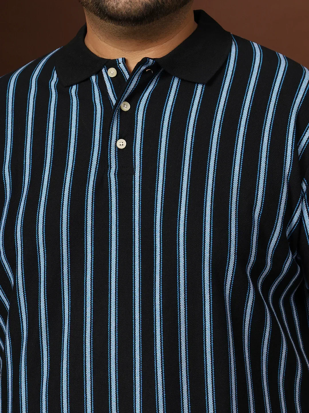Men Plus Size Mirvu Striped Multi Polo Tshirt - Image 7