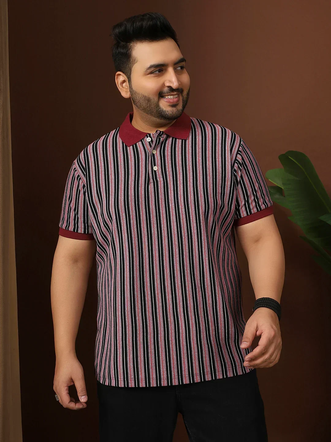 Men Plus Size Modexy Striped Multi Polo Tshirt - Image 2