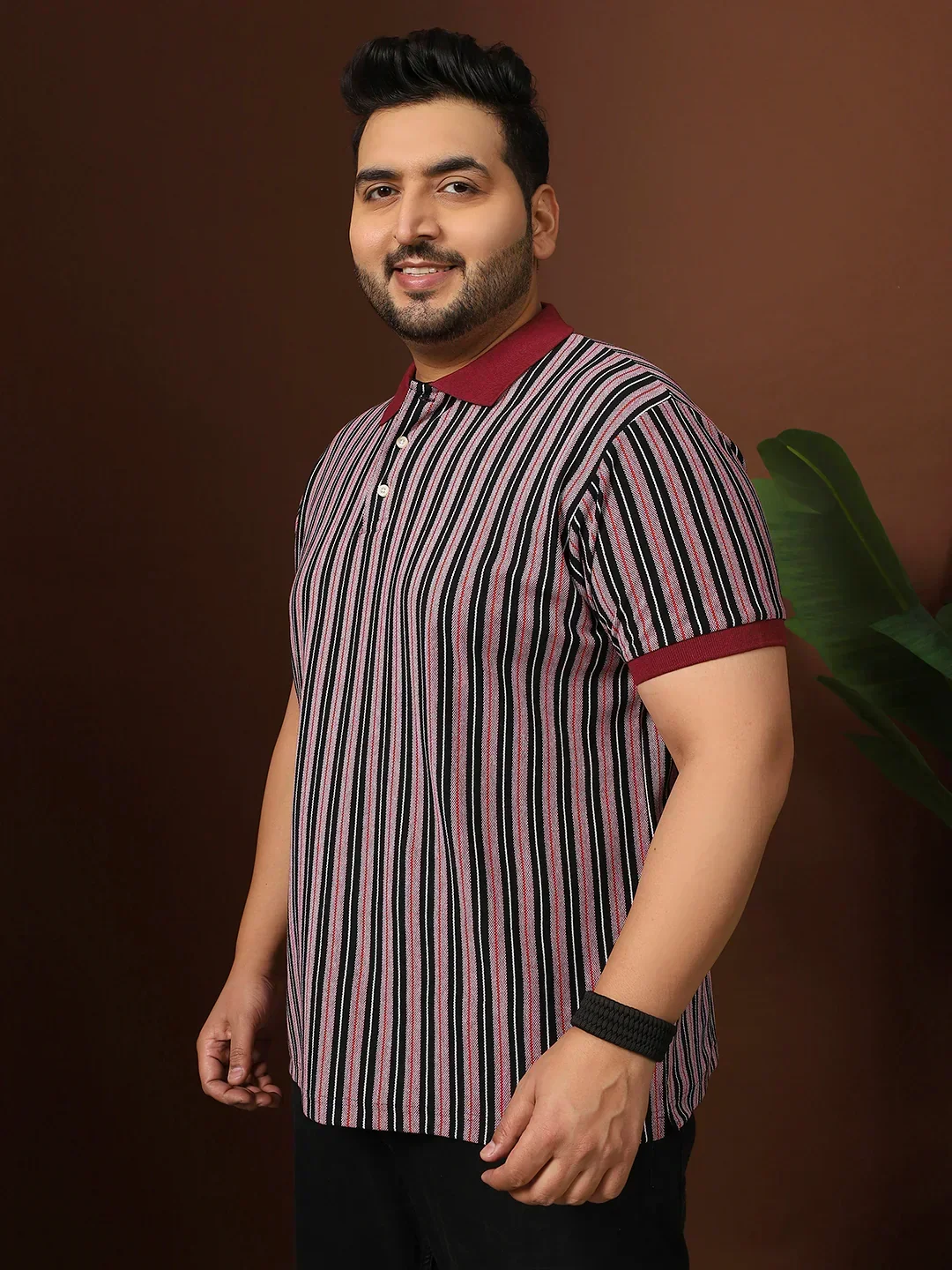 Men Plus Size Modexy Striped Multi Polo Tshirt - Image 3