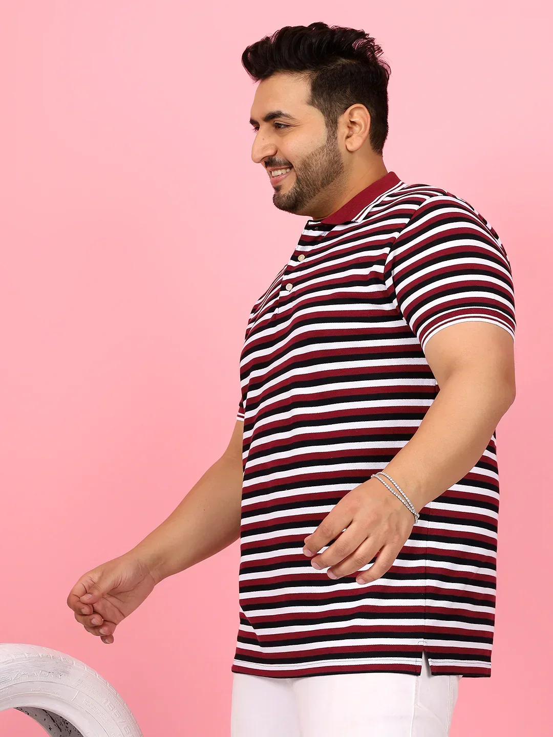 Men Plus Size Modoro Striped Multi Polo Tshirt - Image 5