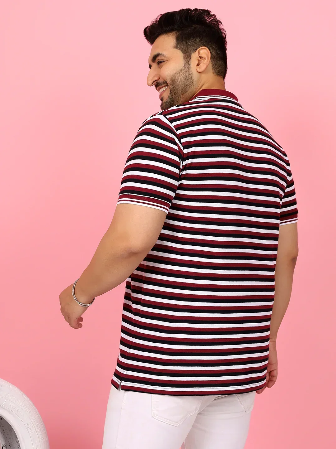 Men Plus Size Modoro Striped Multi Polo Tshirt - Image 6