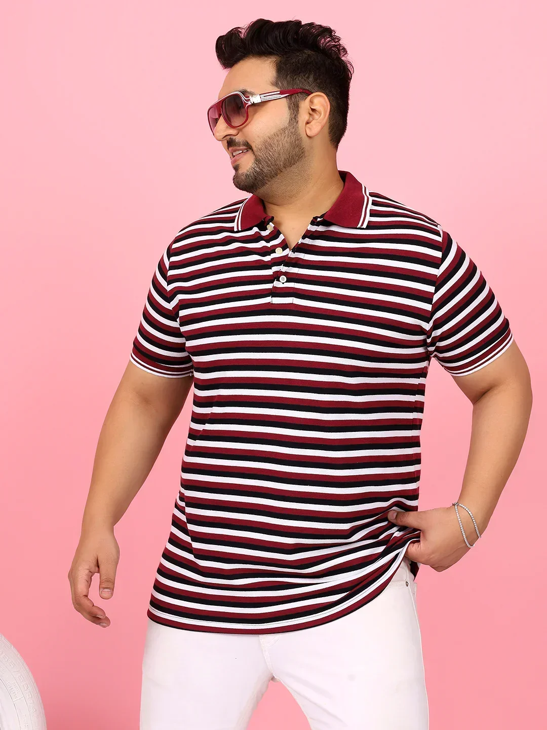 Men Plus Size Modoro Striped Multi Polo Tshirt - Image 8