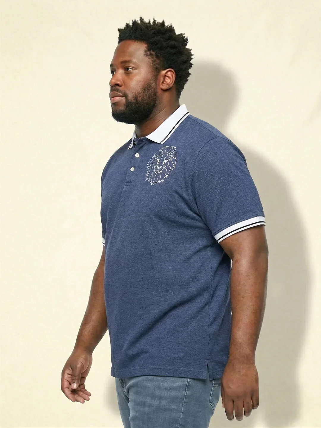 Men Plus Size Monarch Blue Solid Polo Tshirt - Image 4
