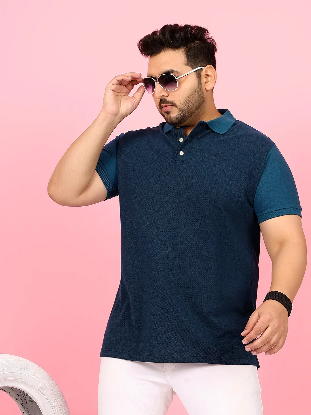 Men Plus Size Monove Colorblock Multi Polo Tshirt - Image 8