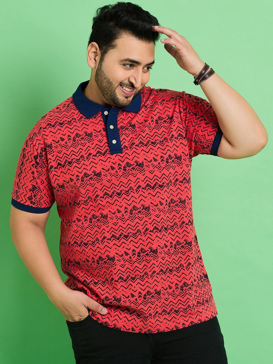 Men Plus Size Muan Printed Polo Tshirt