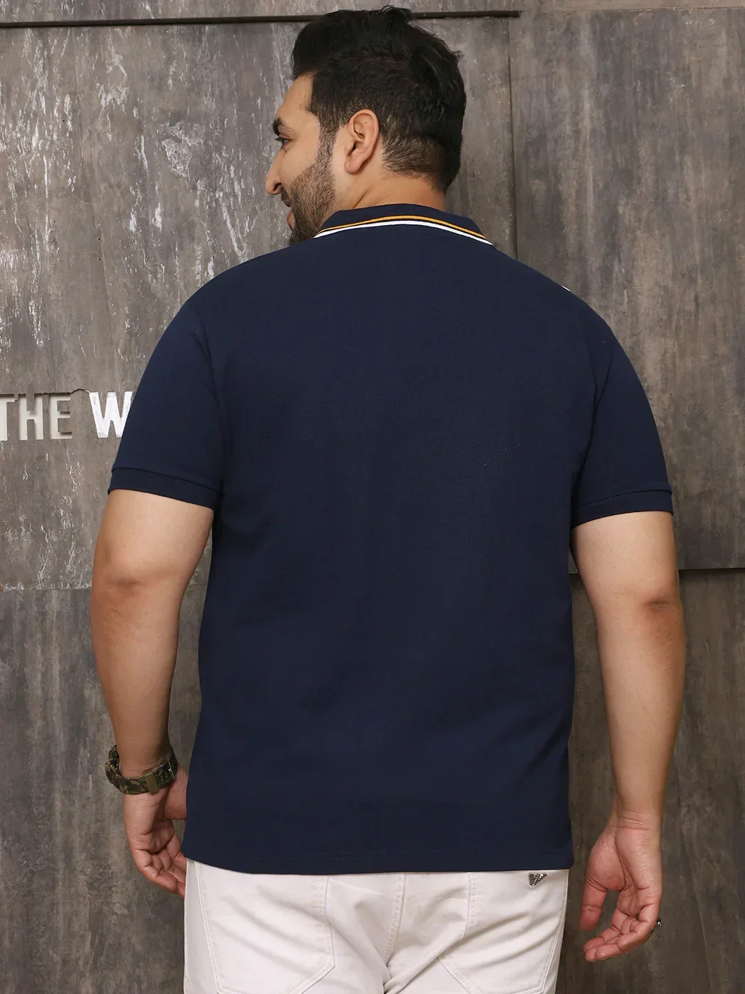 Men Plus Size Mystique Solid Navy Polo Tshirt - Image 7