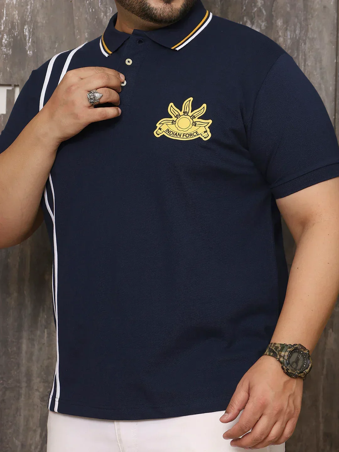 Men Plus Size Mystique Solid Navy Polo Tshirt - Image 8