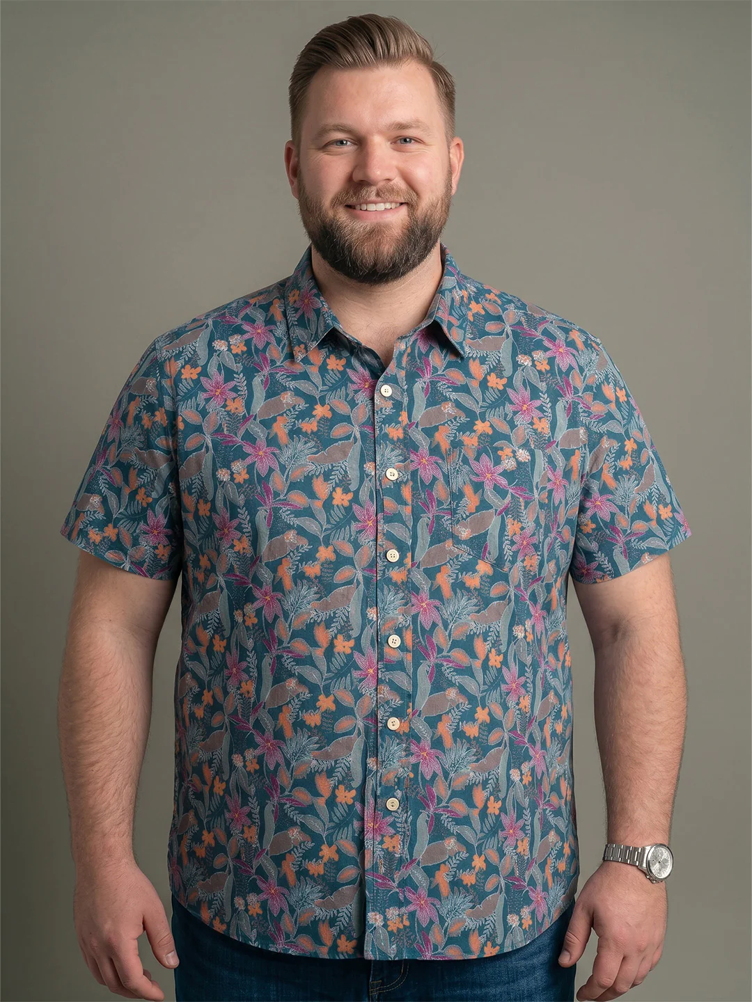 Men Plus Size Nacre Multi Printed Shirts
