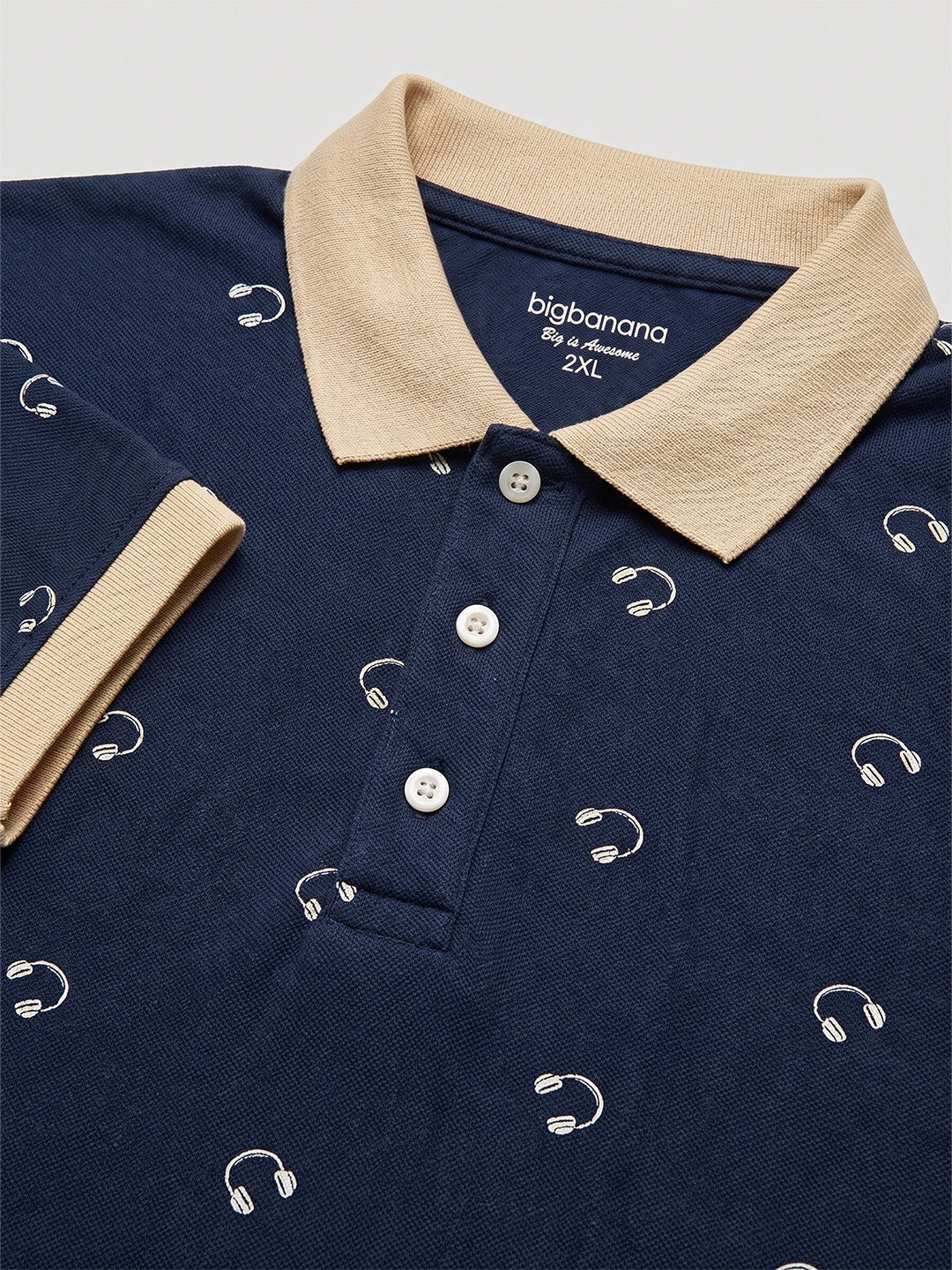 Men Plus Size Nebula Navy Blue Printed Polo - Image 4