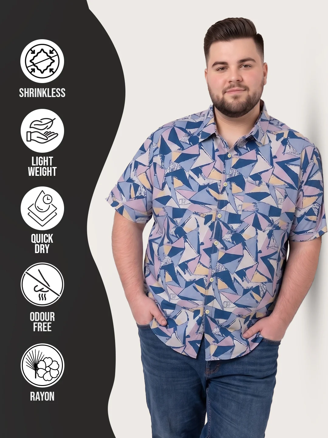 Men Plus Size Neonshards Multi Printed Shirts - Image 5