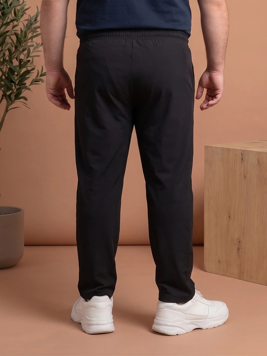 Men Plus Size Nightlights Black Solid Trackpants - Image 3