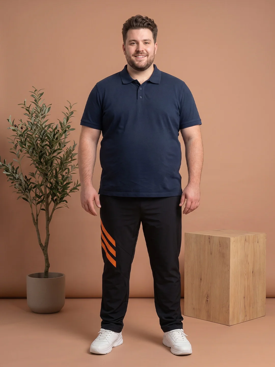Men Plus Size Nightlights Black Solid Trackpants - Image 4