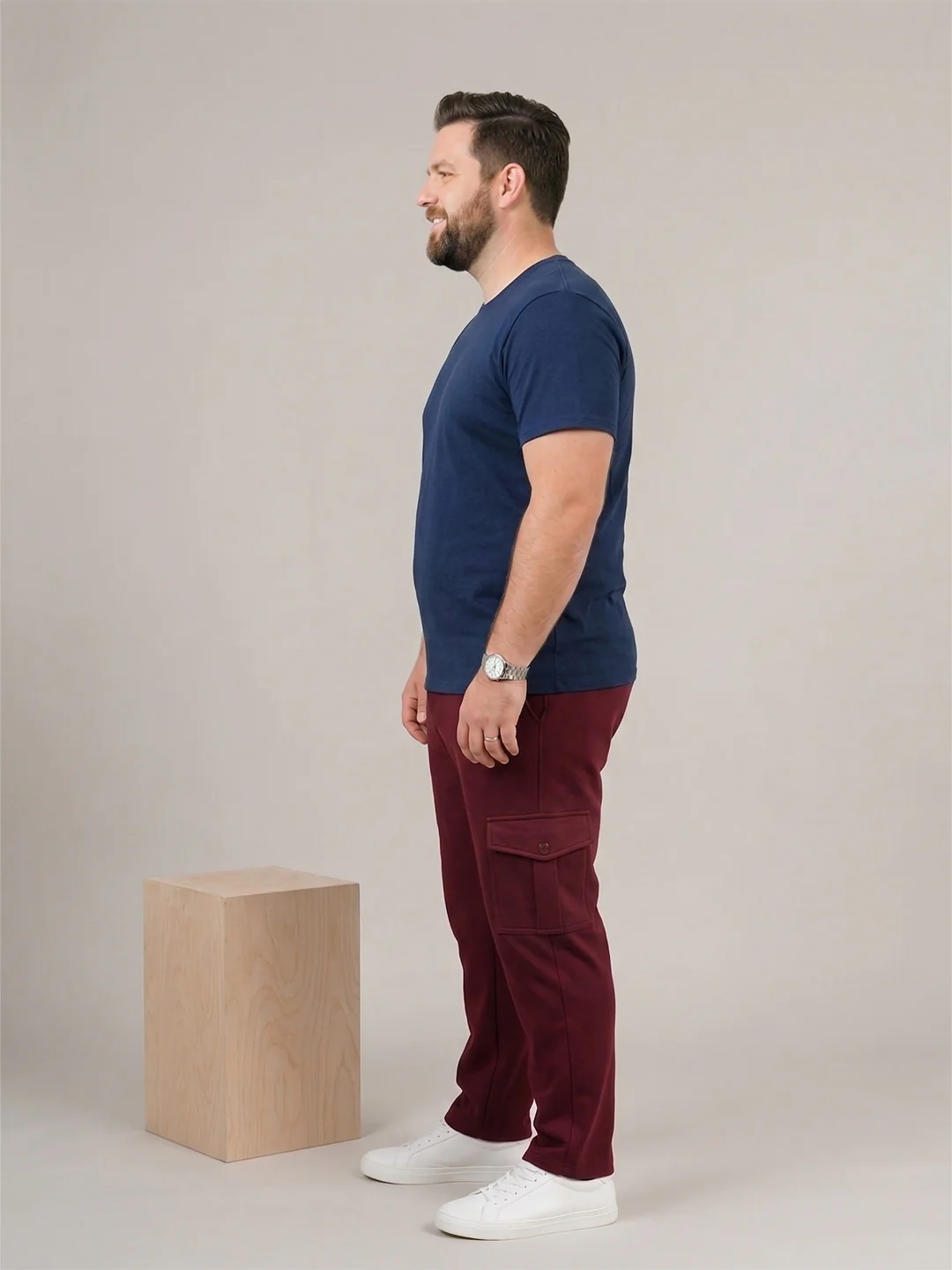 Men Plus Size NightThread Maroon Solid Trackpants - Image 4