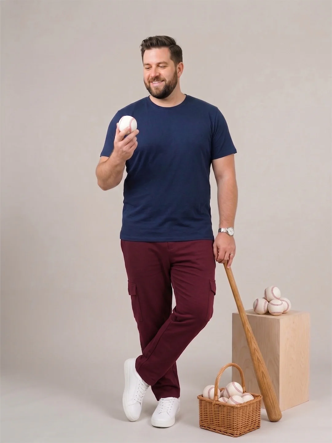 Men Plus Size NightThread Maroon Solid Trackpants - Image 7