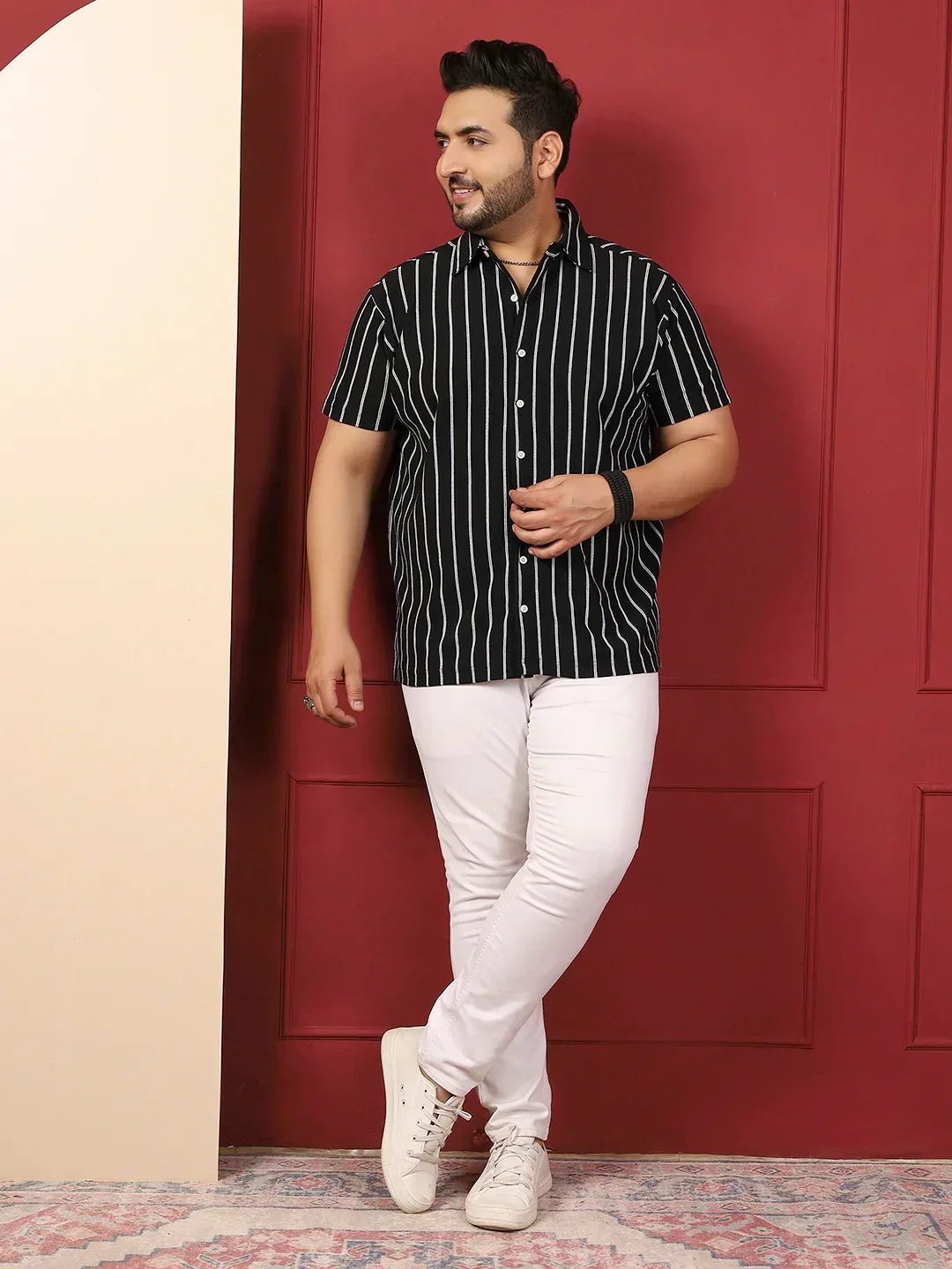 Men Plus Size Nistiq Multicolor Striped Shirt - Image 2