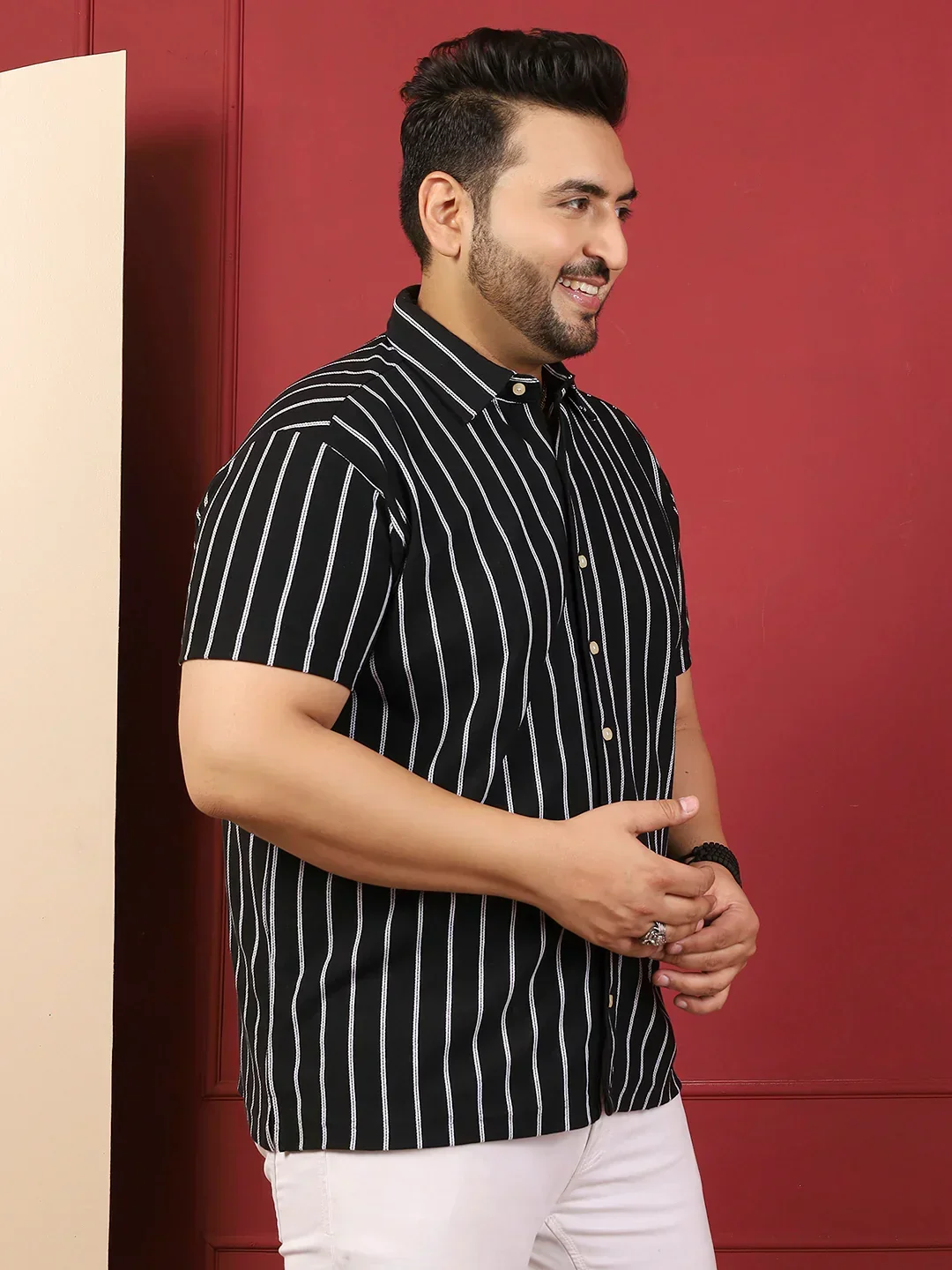 Men Plus Size Nistiq Multicolor Striped Shirt - Image 3