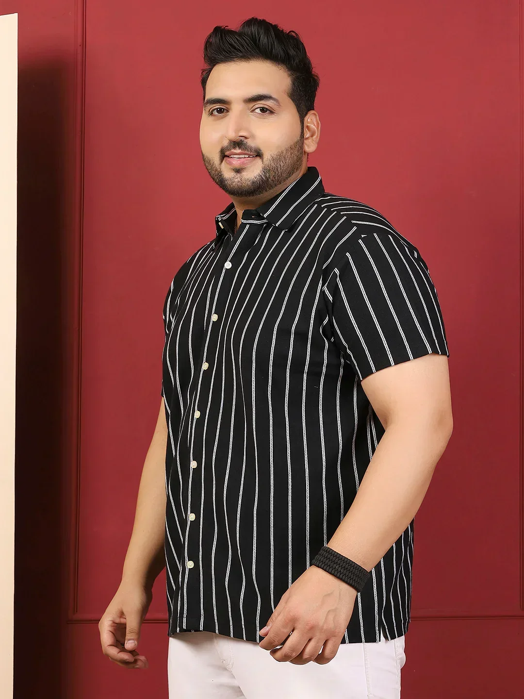 Men Plus Size Nistiq Multicolor Striped Shirt - Image 4