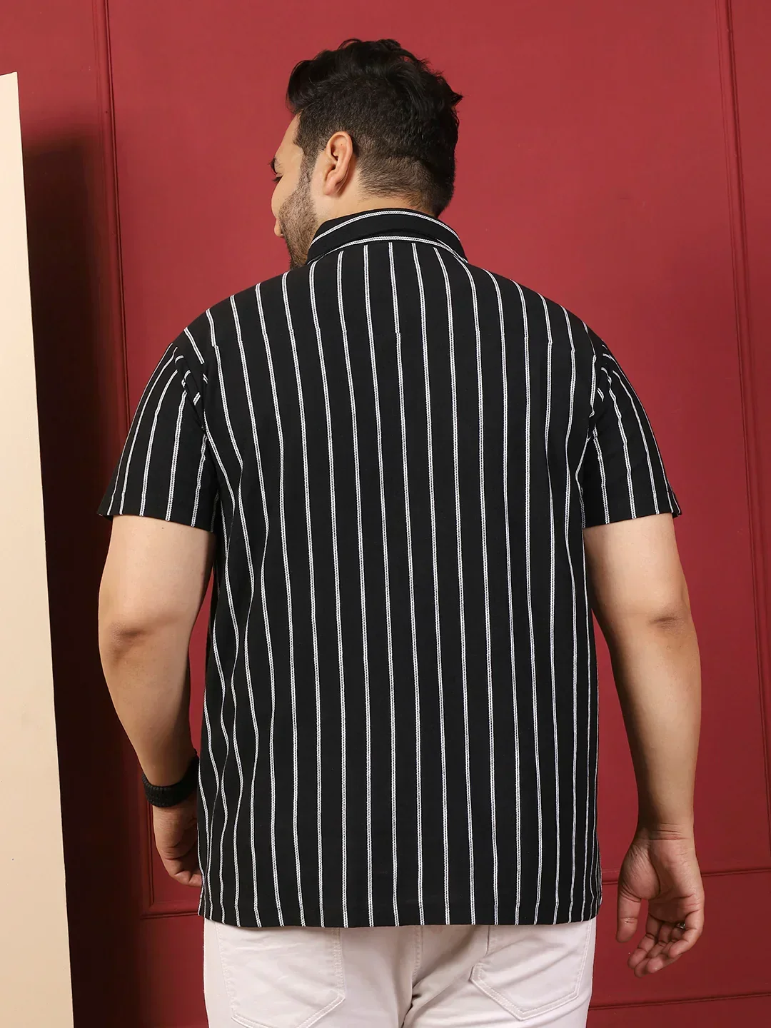 Men Plus Size Nistiq Multicolor Striped Shirt - Image 5