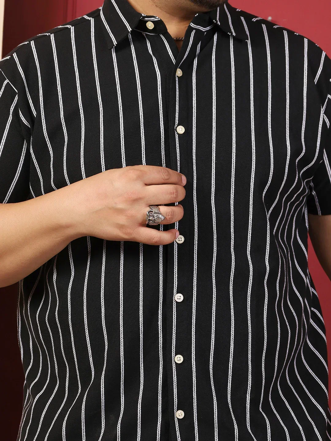 Men Plus Size Nistiq Multicolor Striped Shirt - Image 6